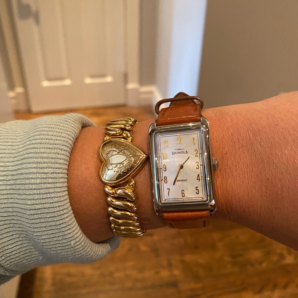 Shinola Detroit mother of pearl face watch